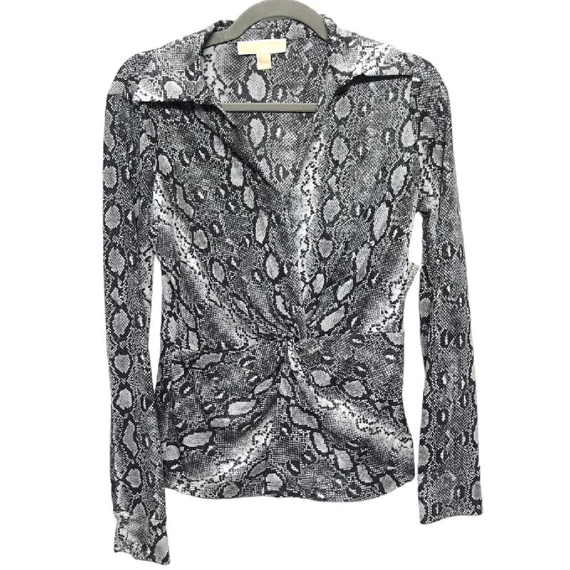 Black & Silver Top Long Sleeve Michael By Michael Kors, Size S