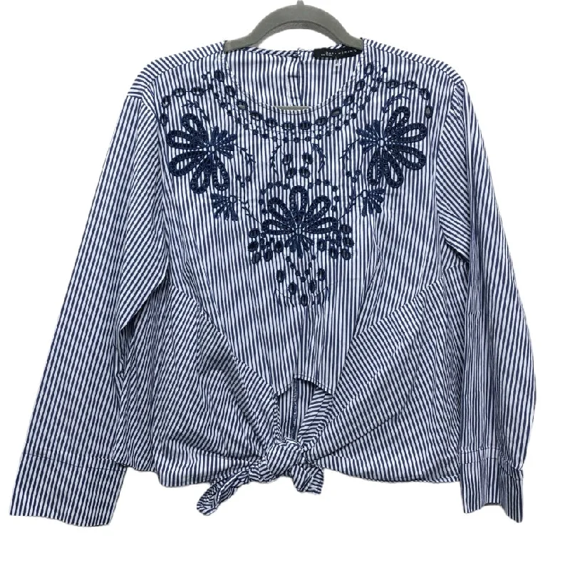 Blue & White Top Long Sleeve Zara, Size M