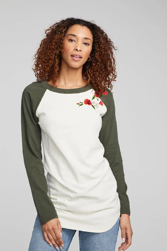 Poppy Embroidery Football Long Sleeve