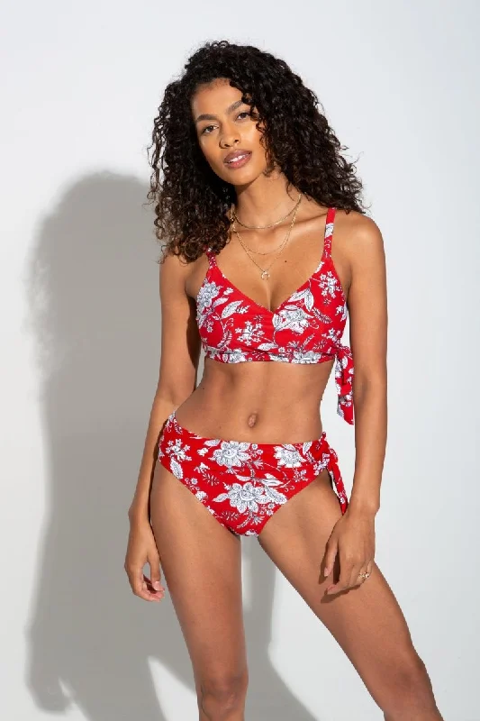 Freedom Underwired Non Padded Wrap Bikini Swim Top Red/White- 25500