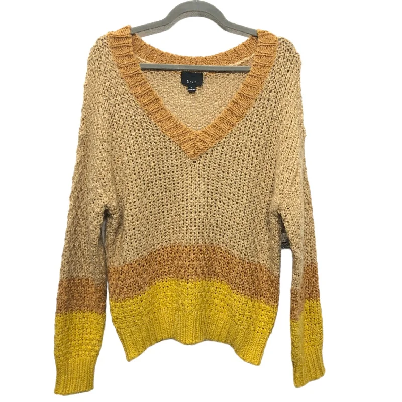 Sweater By Lumiere In Orange & Tan, Size: S