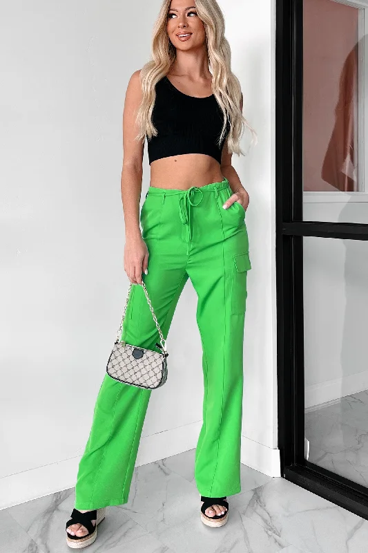 With Stylish Ease High Waist Cargo Pants (Green)