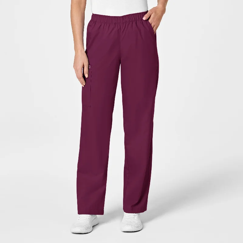 WonderWORK Women's Pull-On Cargo Scrub Pant - Wine