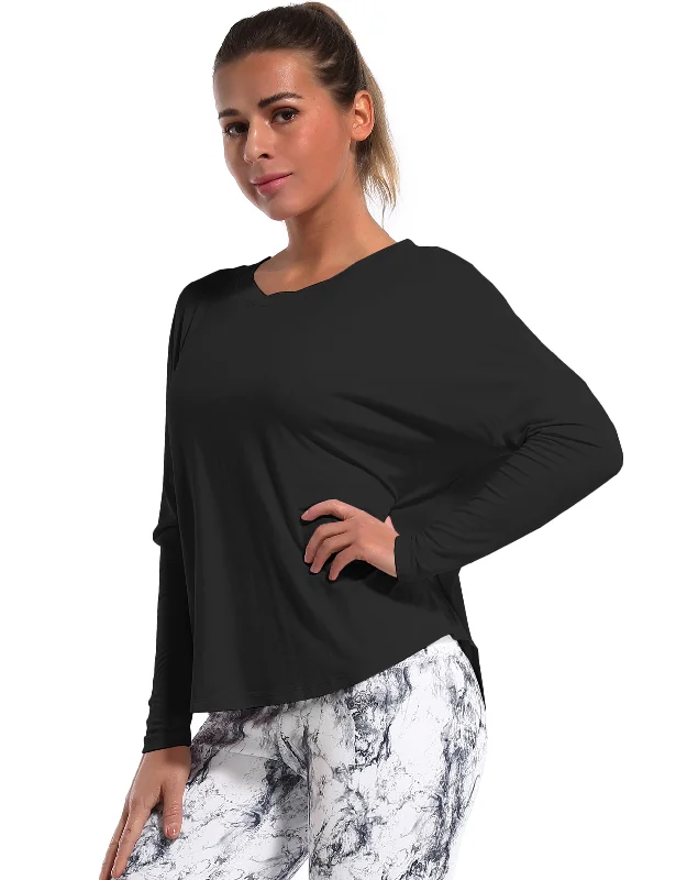 Yoga Batwing Tunic Tops black