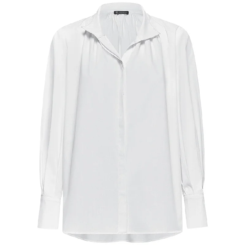 WHITE "ELIZA" BLOUSE WITH STAND-UP COLLAR