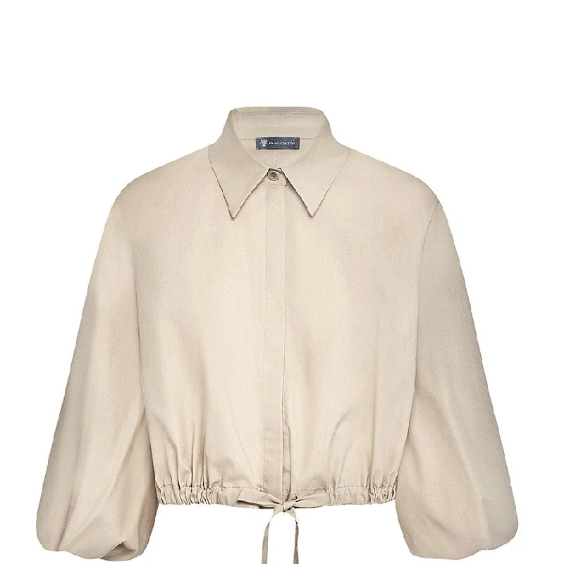 CROPPED TOP "HENNY" IN BEIGE WITH DRAWSTRING