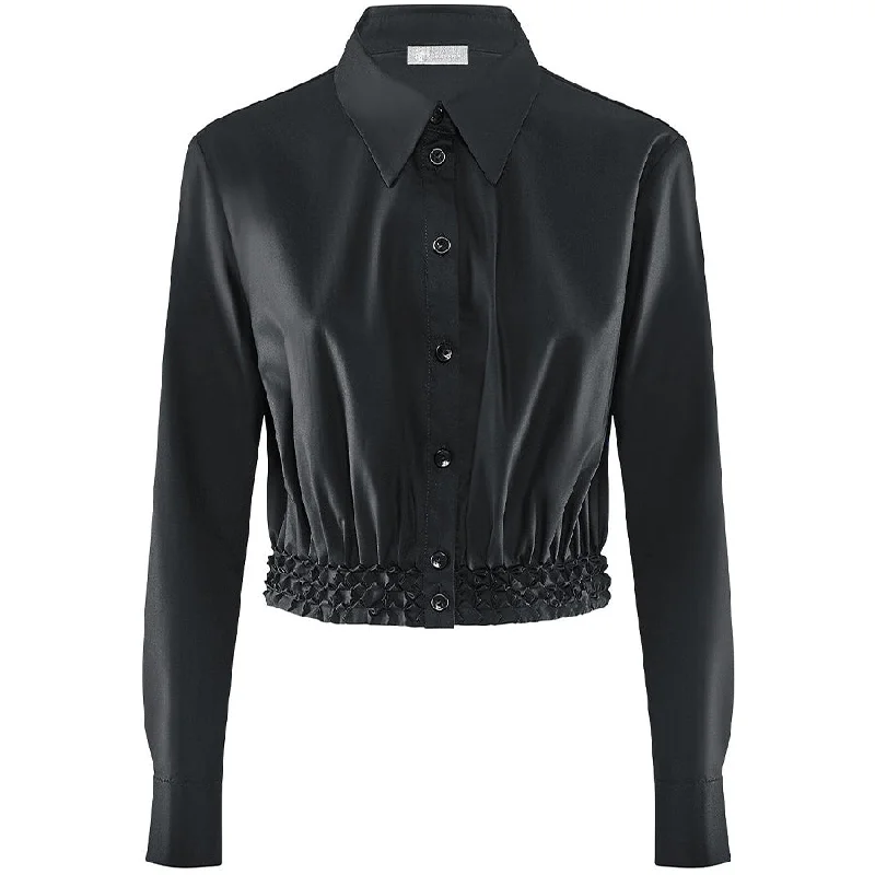 BLACK "IOANA" CROPPED BLOUSE