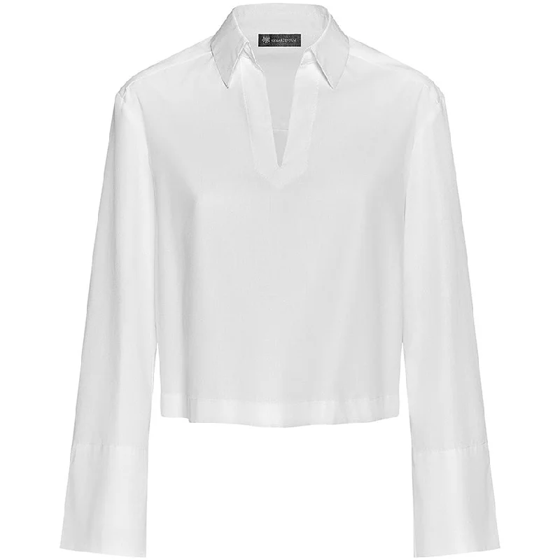 WHITE "JAQUELINE" BLOUSE WITH V-NECK AND RELAXED BOXY CUT