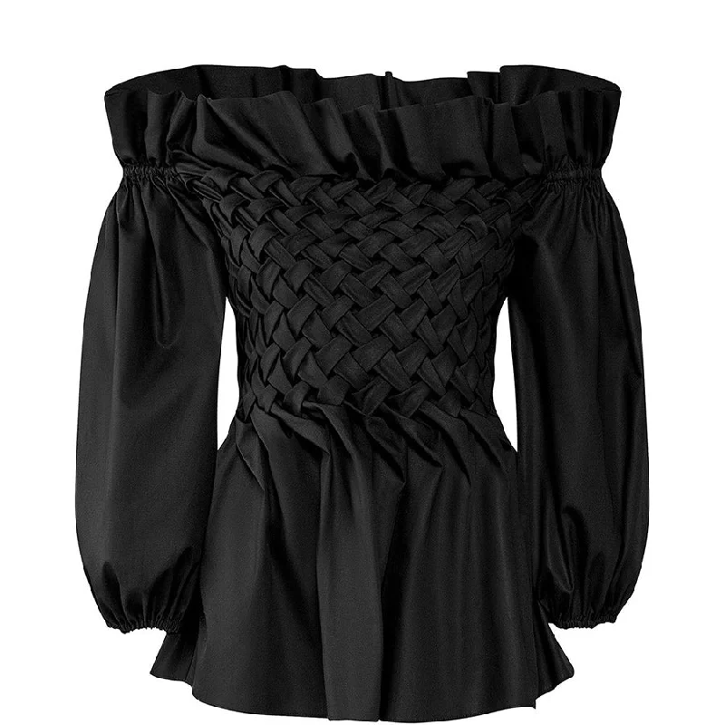 BLACK "JASMINE" BLOUSE WITH BALLOON SLEEVES