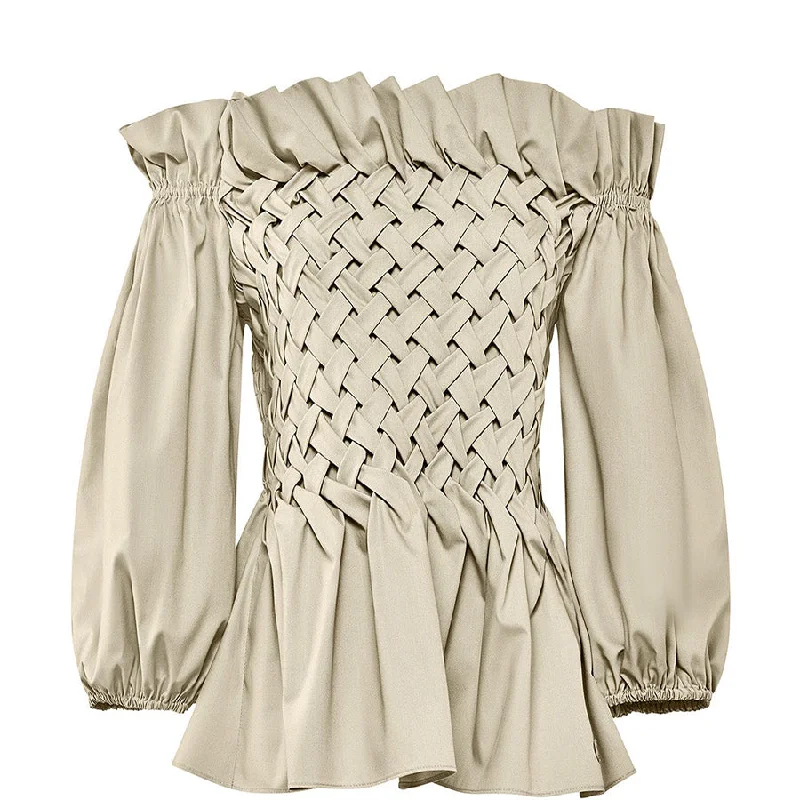 BEIGE "JASMINE" BLOUSE WITH BALLOON SLEEVES