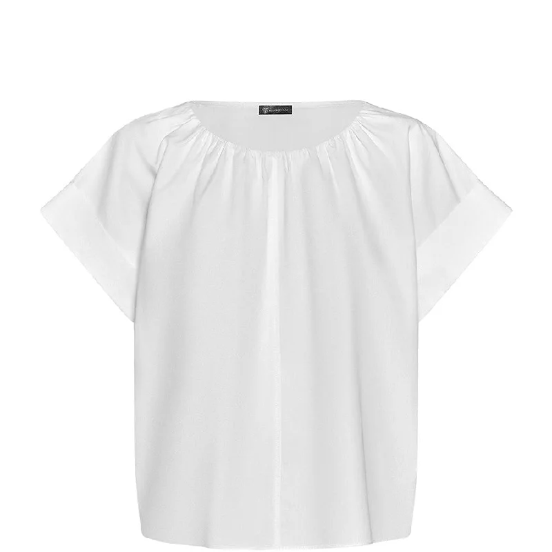 WHITE "JUNE" BLOUSE WITH STYLISH NECKLINE