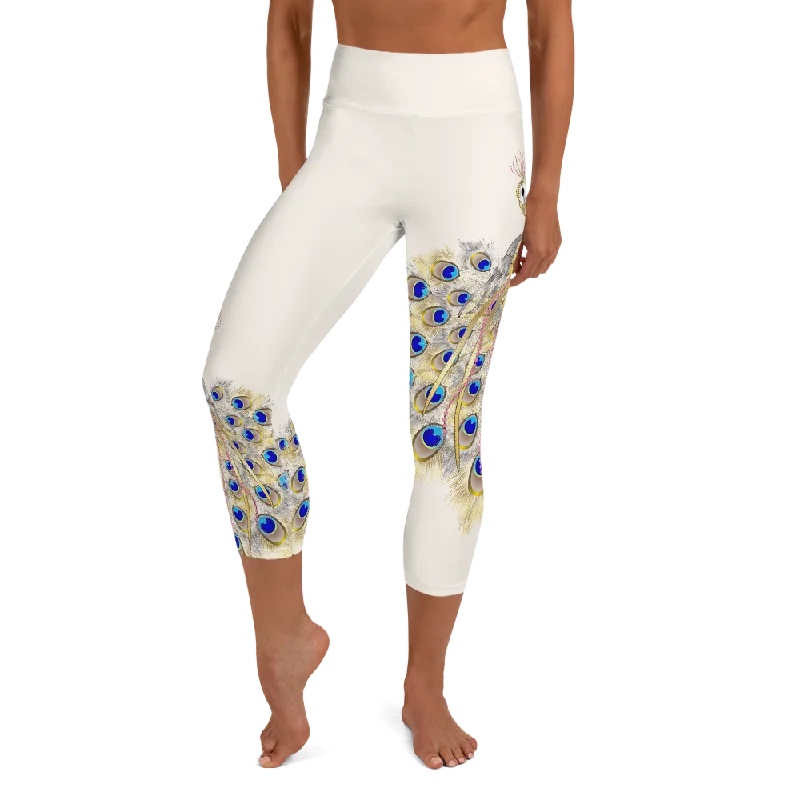 Peacock High Waist Womens Yoga Capri Leggings