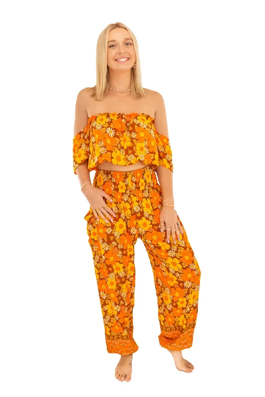 70s Orange Flowers