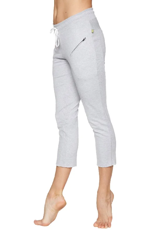 Women's 4/5 Length Zipper Pocket Capri Yoga Pant (Heather Grey)