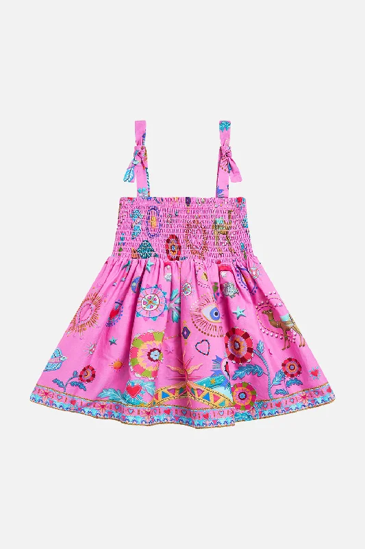 BABIES DRESS WITH SHIRRING RAINBOW ROADS