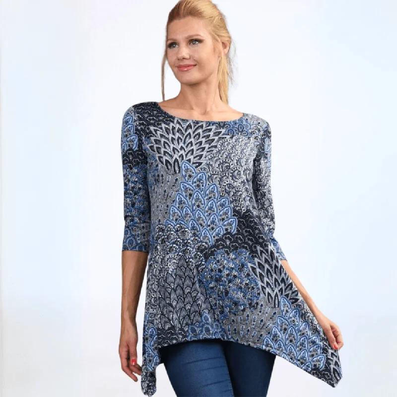 Asymmetrical Peacock Tunic Top Made in USA