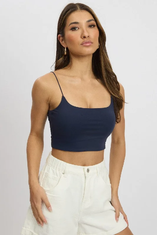 Blue Cropped Cami Top Supersoft