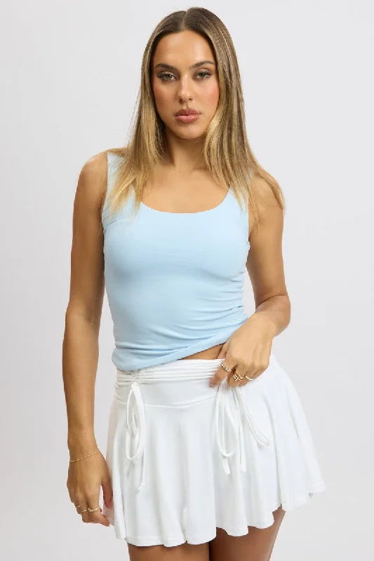 Blue Supersoft Top U Neck Sleeveless