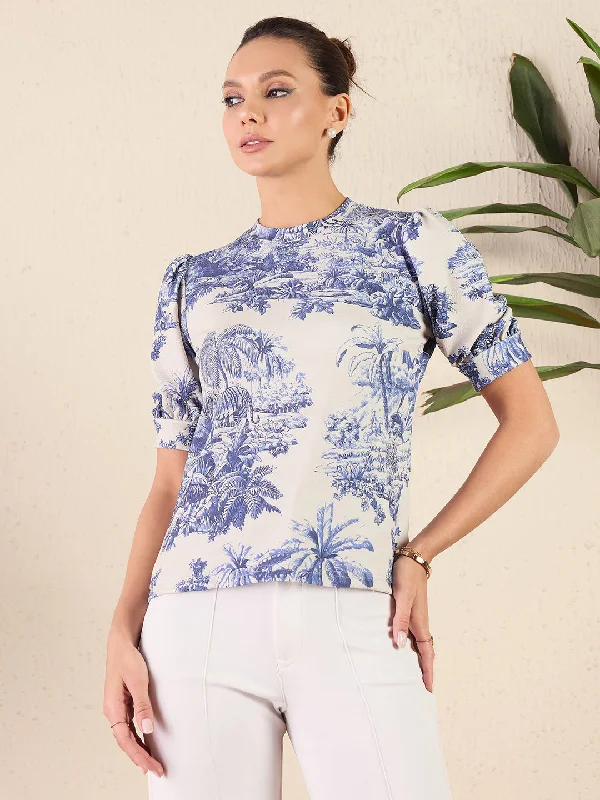 Cotton Stretchable Puff Sleeve Top