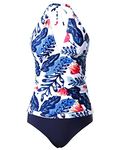 Deep V-Neck Plus Size Two Piece Bathing Suit