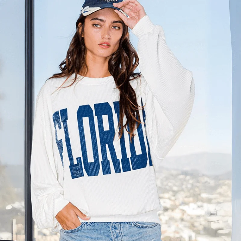 Graphic "FLORIDA" Oversized Sweatshirt Made in USA