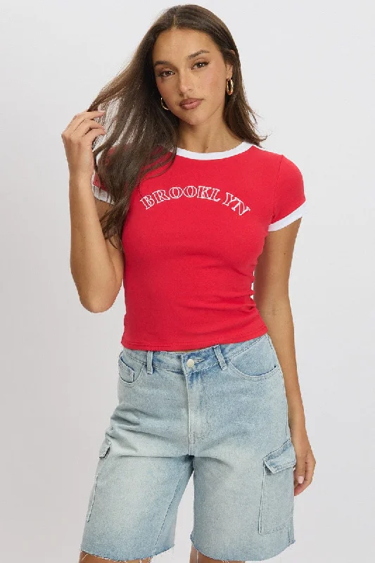 Red Graphic Tee Short Sleeve