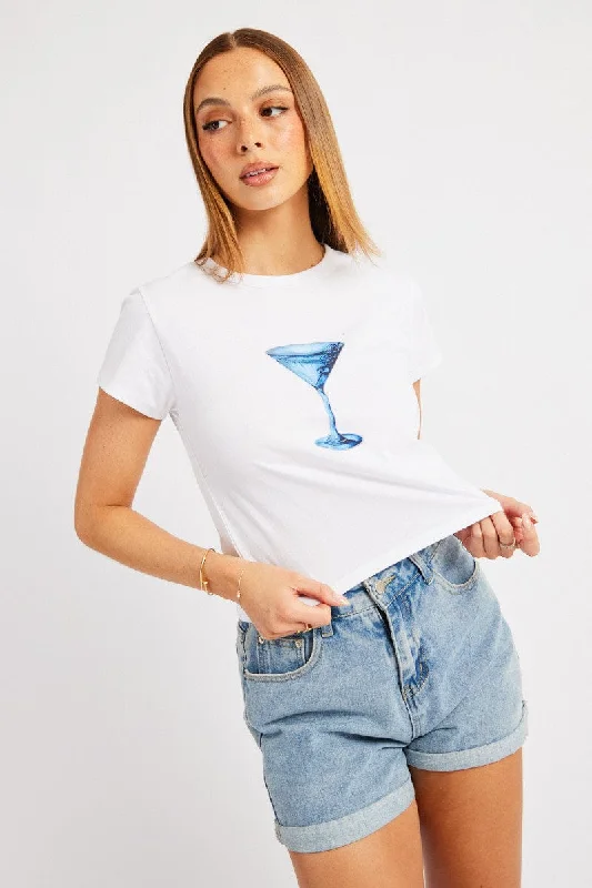 White Graphic Tee Short Sleeve