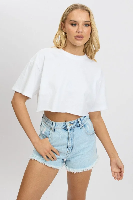 White T Shirt Short sleeve Crew Neck