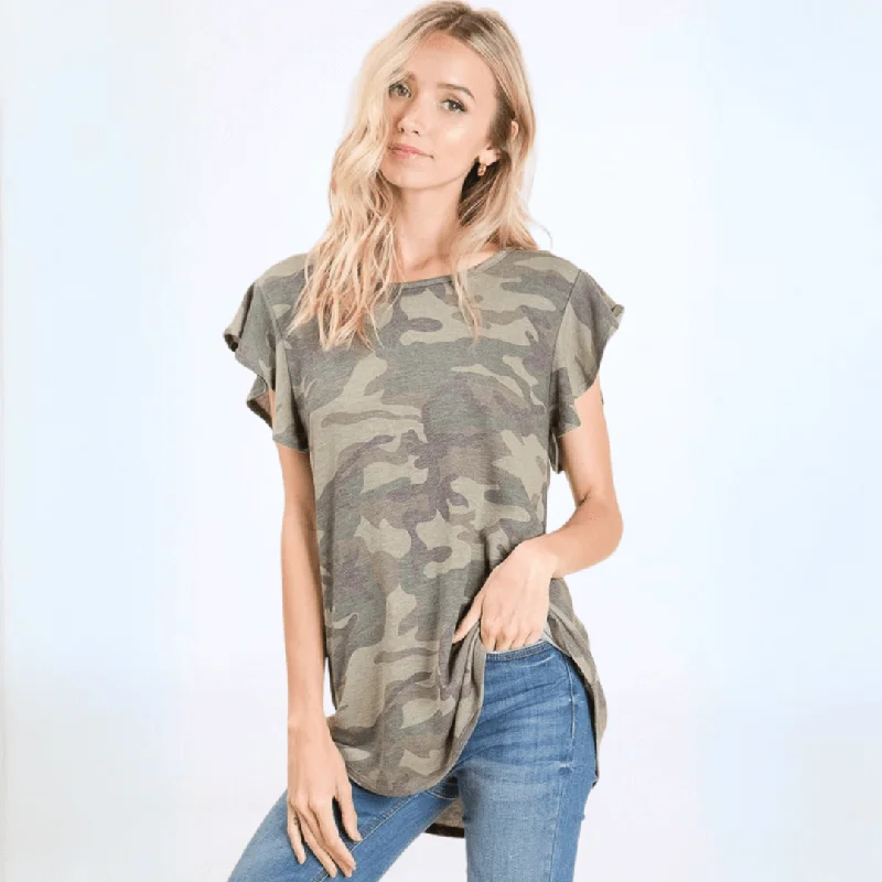 Cute Camo Cap Sleeve Top Made in USA