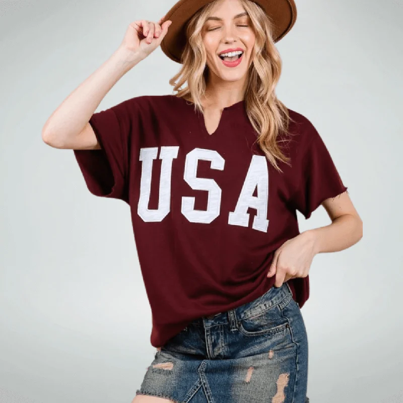 Team USA Patch Letter Top Made in USA