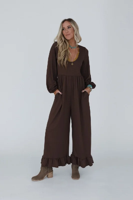 The Nest Best Intentions Long Sleeve Jumpsuit - Khaki