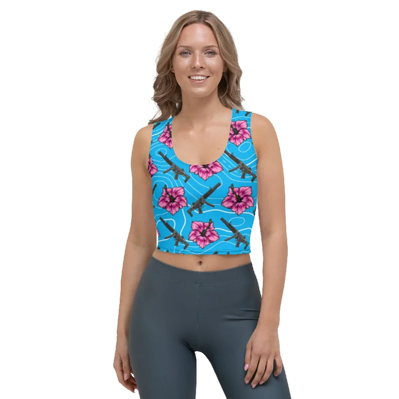 High Capacity Hibiscus Blue Crop Top