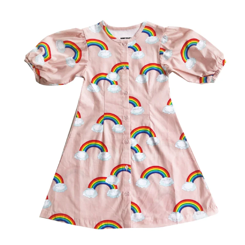 Rainbow Puff Sleeve Dress